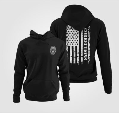 Corrections Distressed Flag Badge Hoodie