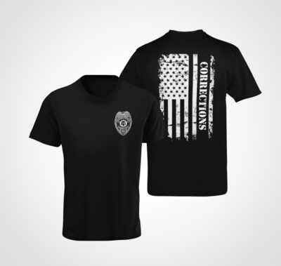 Corrections Distressed Flag Badge Tee