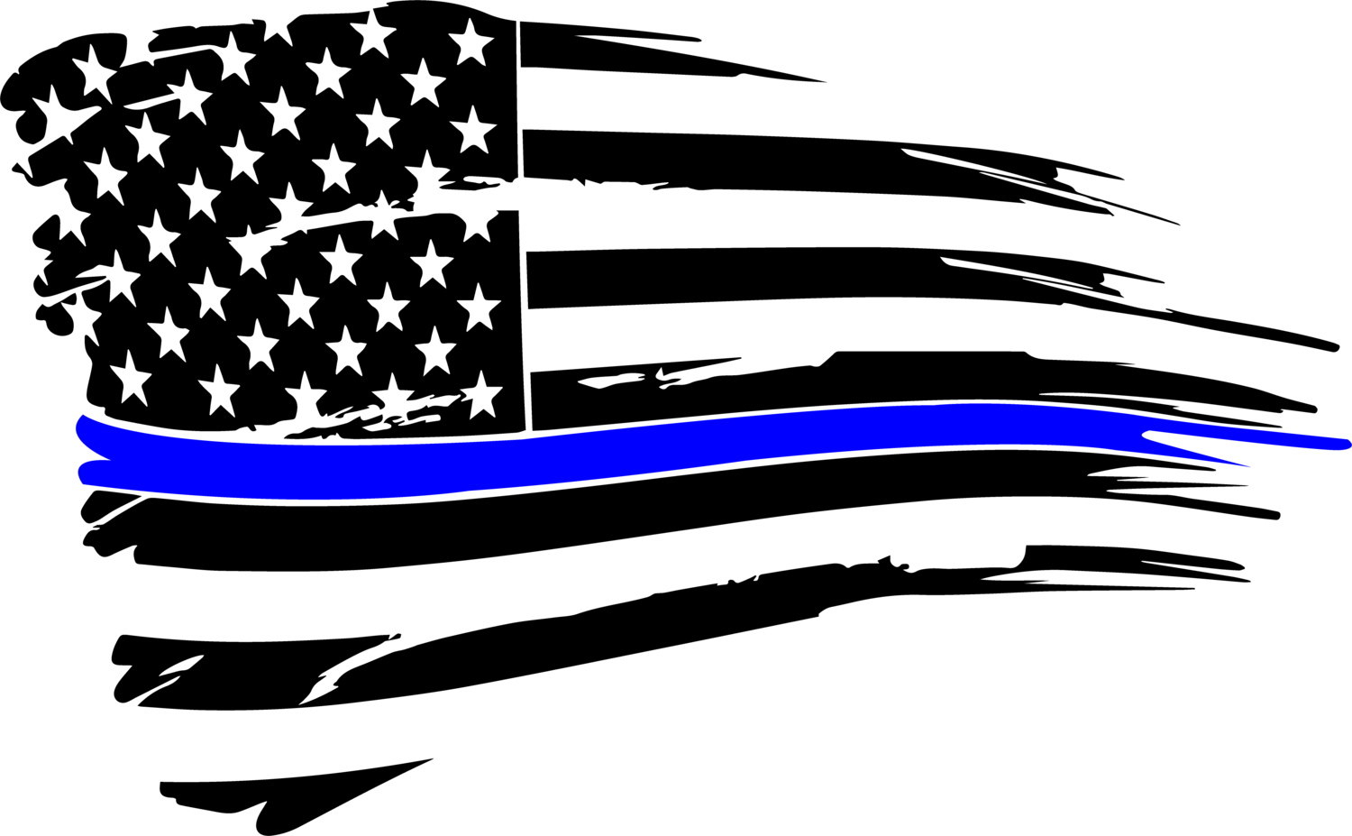 Thin Blue Line Tattered Flag