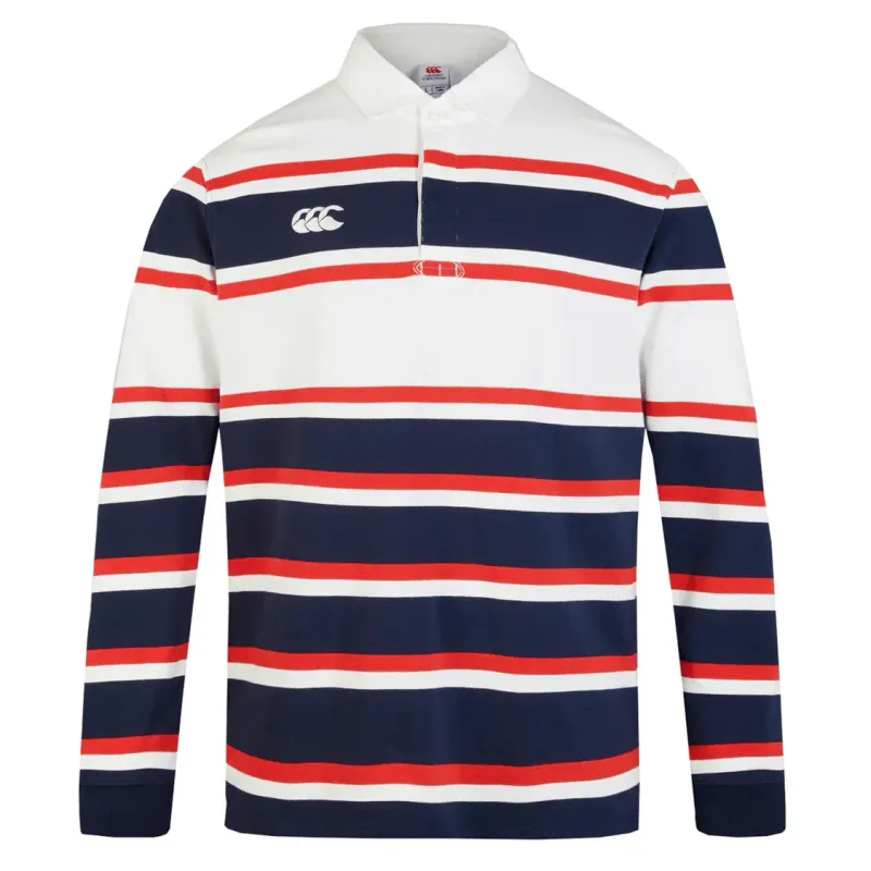 Canterbury Engineered Long Sleeve Striped Rugby Jersey - Navy/Red