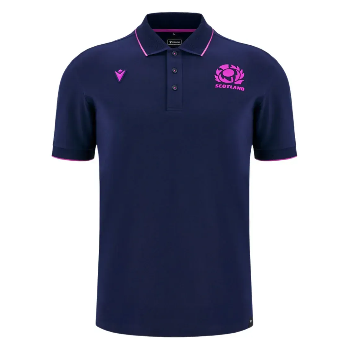 Scotland 25/26 Player Travel Cotton Polo by Macron Scotland 25/26 Player Travel Cotton Polo by Macron