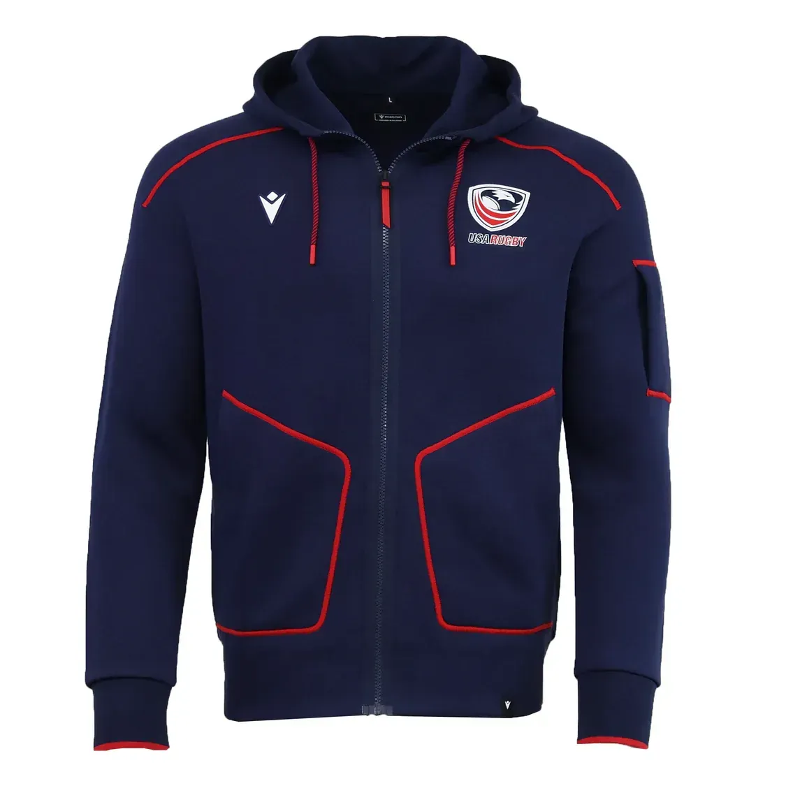 USA Rugby 25/26 Athleisure Cotton Full-zip Hoodie by Macron USA Rugby 25/26 Athleisure Cotton Full-zip Hoodie by Macron