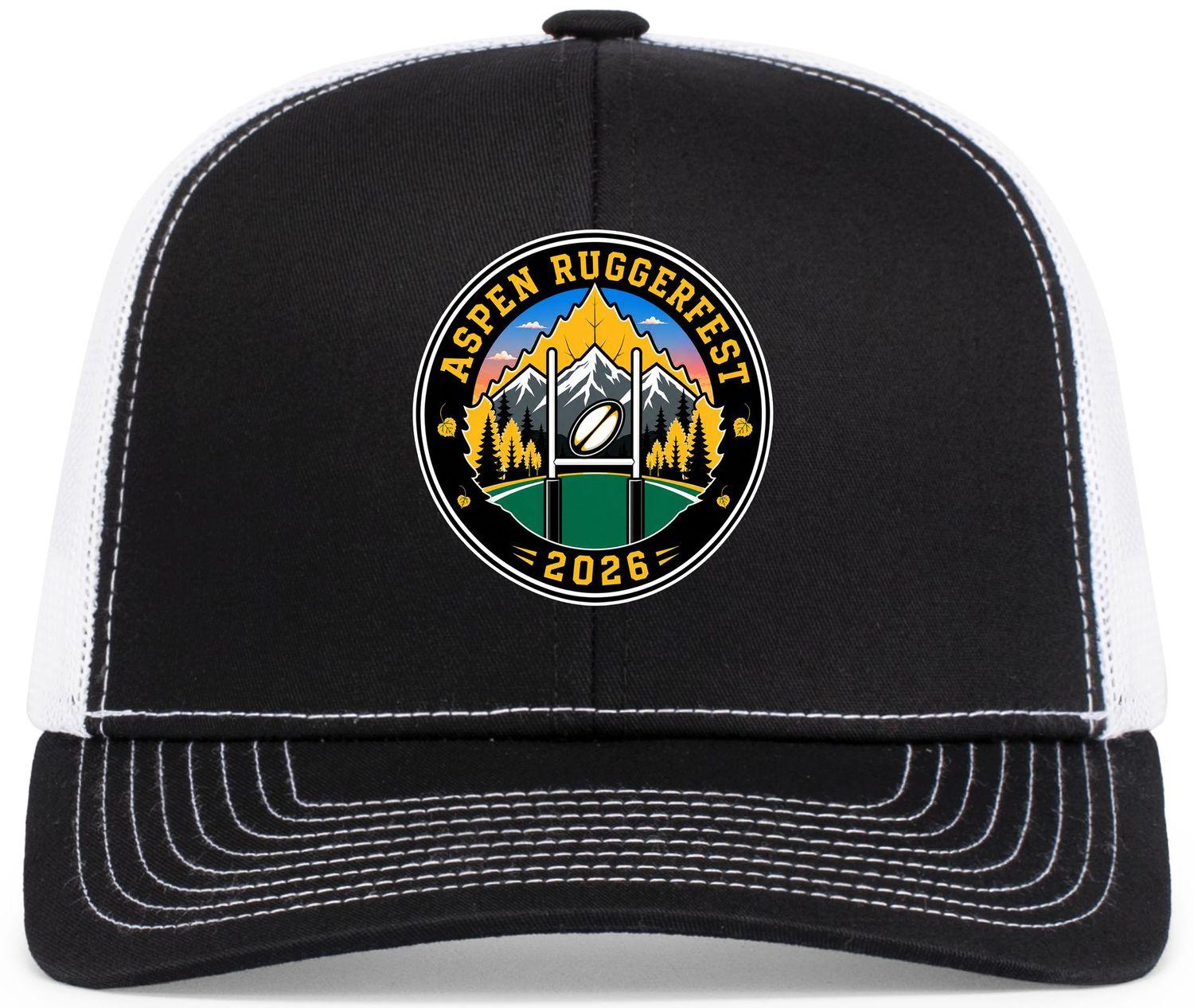 2026 Ruggerfest - Contrast Stitch Trucker Snapback Cap 2026 Ruggerfest - Contrast Stitch Trucker Snapback Cap, Color: Black/White