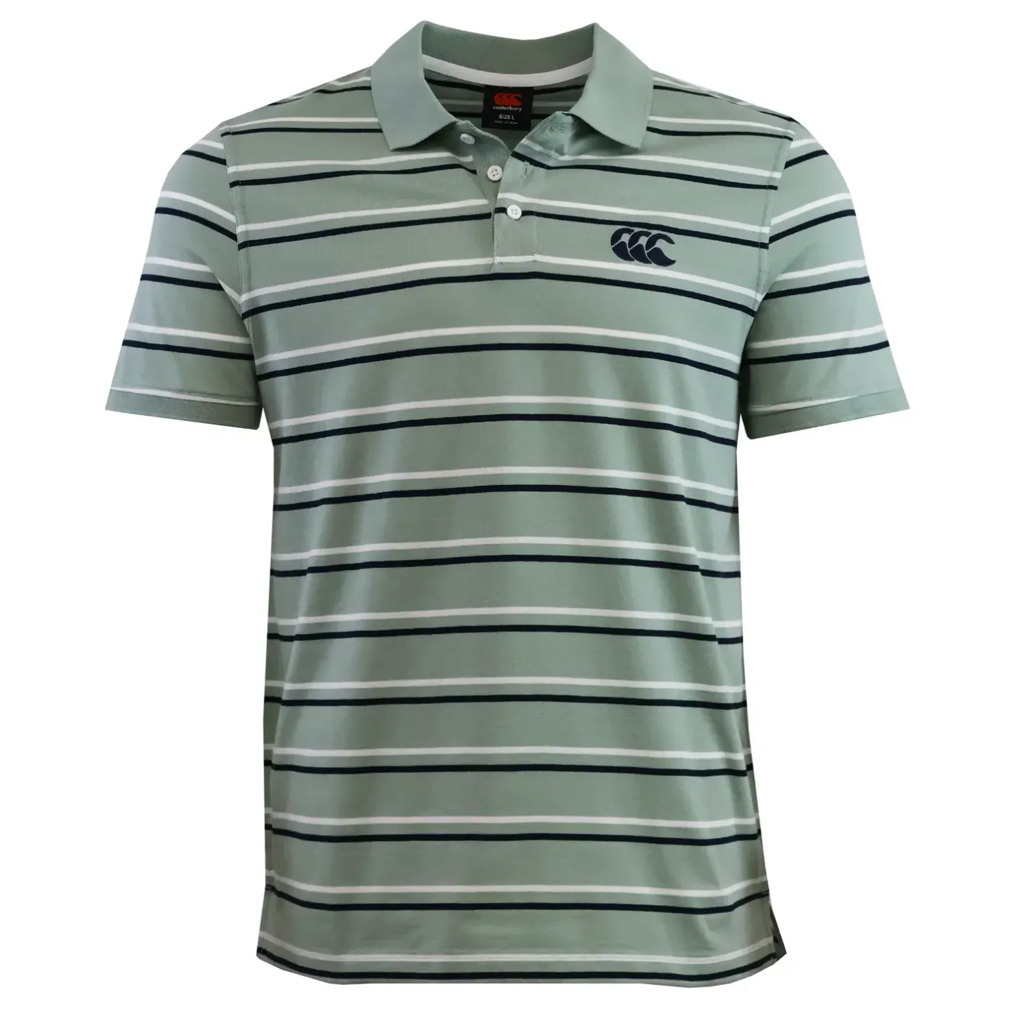 Canterbury Fundamental Yarn Dye Stripe Polo - Green/Black/White Canterbury Fundamental Yarn Dye Stripe Polo - Green/Black/White