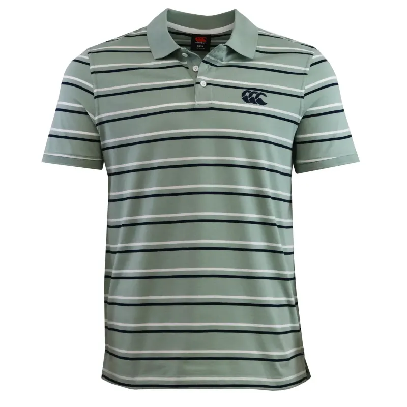 Canterbury Fundamental Yarn Dye Stripe Polo - Green/Black/White