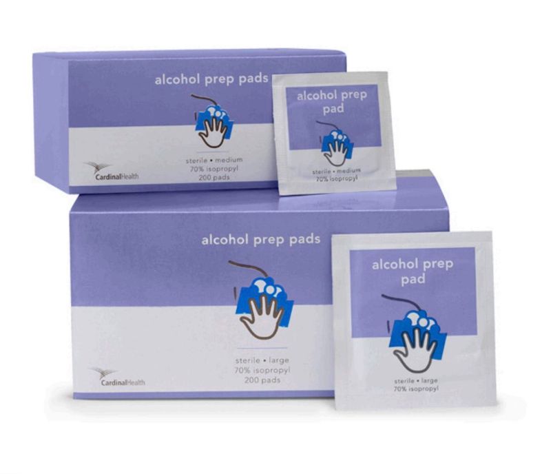 200 LARGE Alcohol Pads 75% Saturated Alcohol Prep Pads