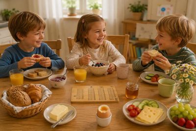Frühstücksbrettchen 1x1 Einmaleins aus Bambus