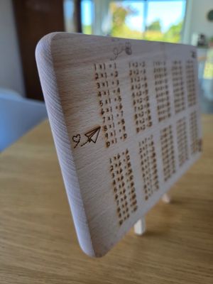 Frühstücksbrettchen 1x1 Einmaleins aus Buche