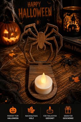 Halloween Deko - Spider Spinne Teelicht