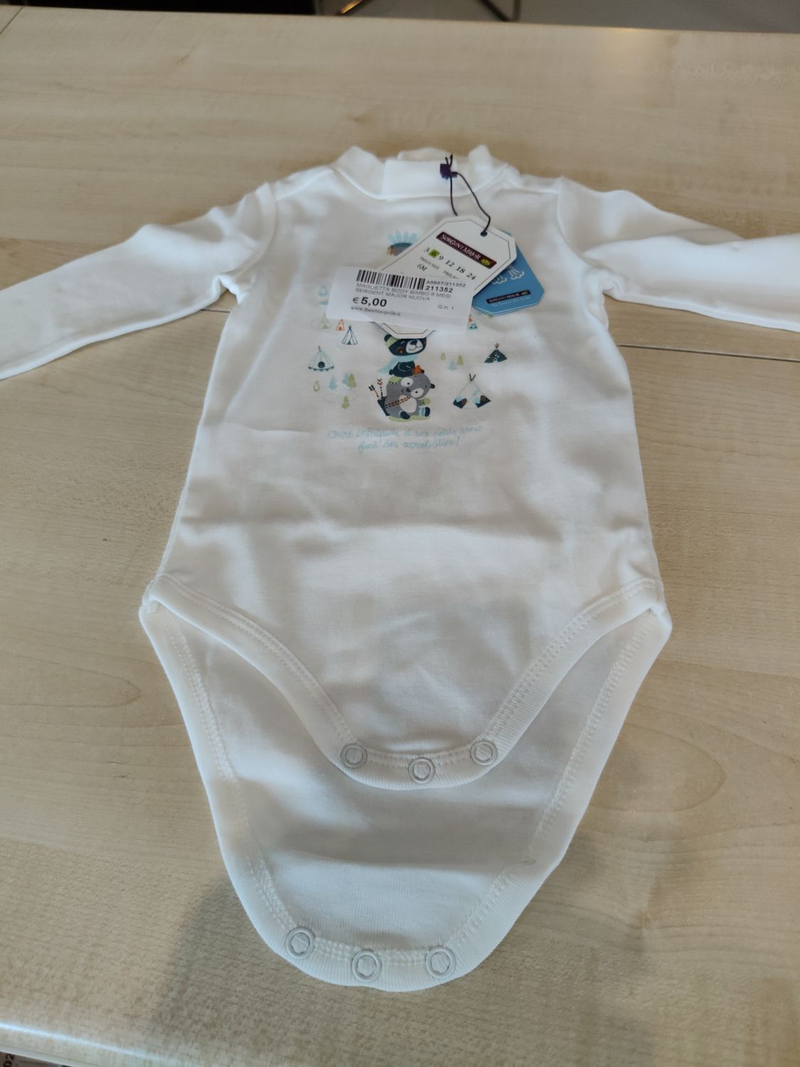 Maglietta body bimbo 6 mesi Sergent Major nuova