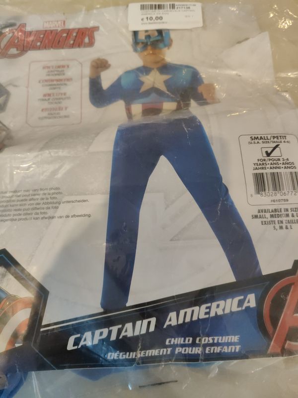 Costume di carnevale Captain America 3/4 anni