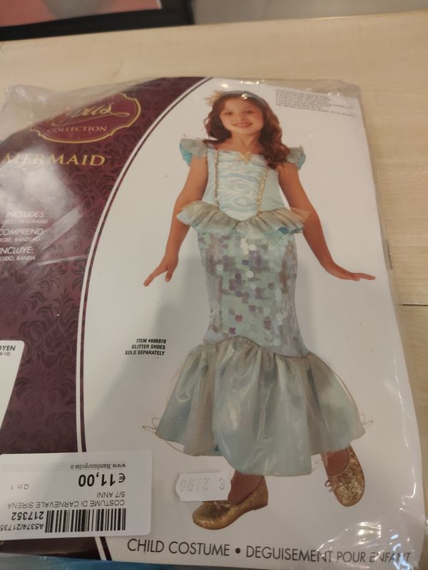 Costume di carnevale sirena 5/7 anni