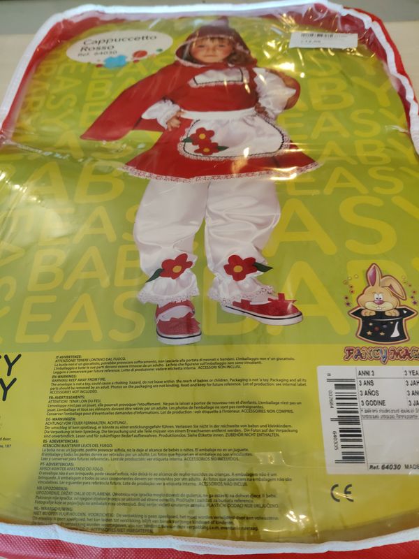 Costume di carnevale Cappuccetto Rosso 3 anni