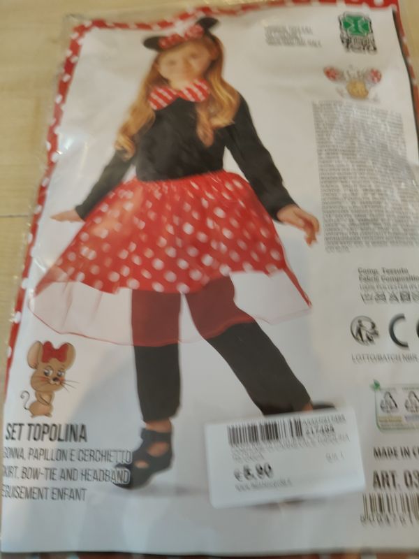 Costume di carnevale topolina tg unica