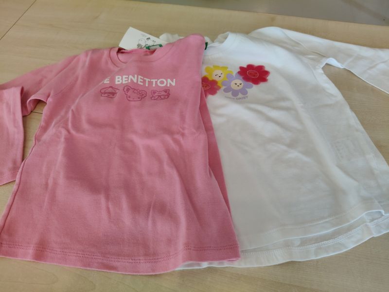 Maglietta bimba 3/4 anni Benetton 2 pezzi Maglietta bimba 3/4 anni Benetton 2 pezzi