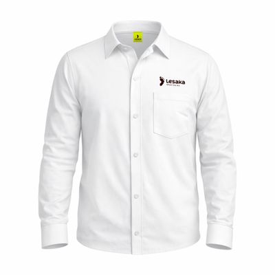 Men's White Long Sleeve Lounge Shirt