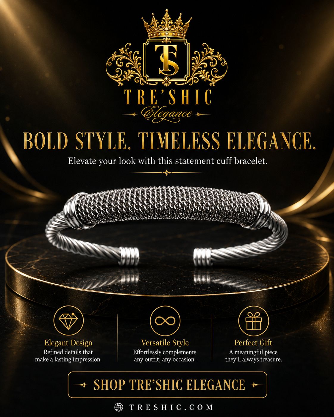 silver twisted mesh Bracelet. silver/silver