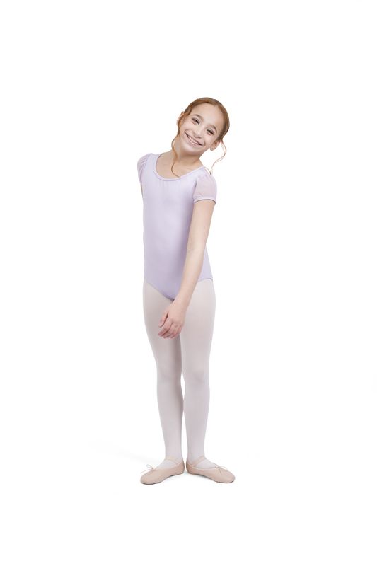 Puff Sleeve Keyhole Back Leotard - Girls