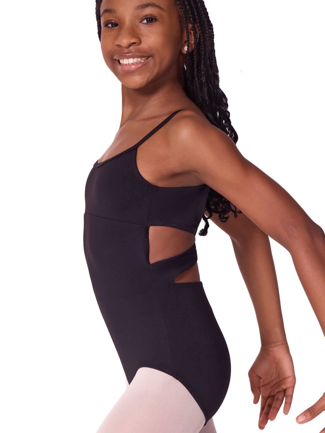 Soft Elegance Camisole Leotard with Twist Back - Tween, Color: Black, Size: Child Intermediate