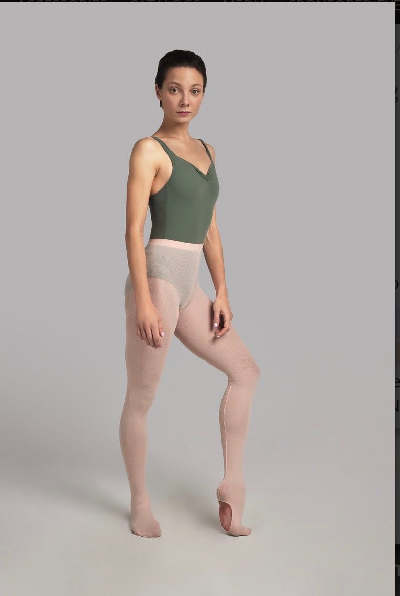 Mesh Seamed Convertible Tights, Color: Ballet Pink, Size: S