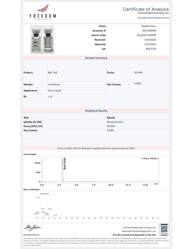 BAC Analytical Diluent 3mL (Tested)