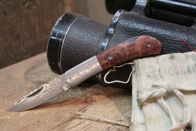 Boker Magnum Quincewood 2.5" Lockback Knife, Quincewood / Damascus ( Discontinued )