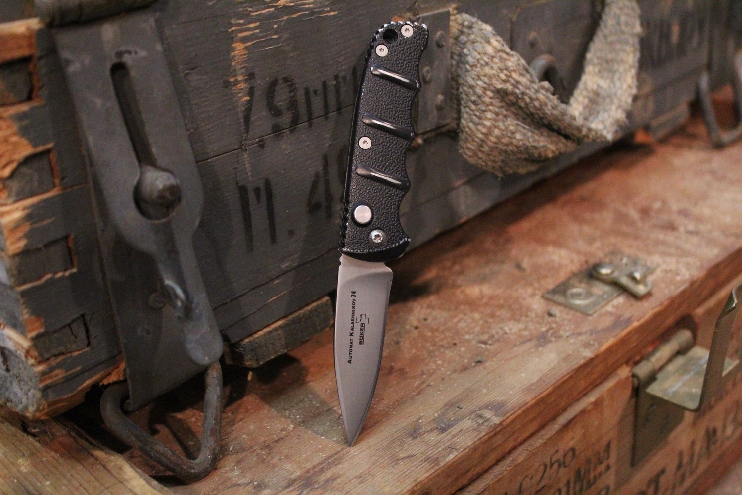 Boker Plus Mini Kalashnikov 2.5&quot; Automatic Knife, Black / Bead Blast (Pre Owned)