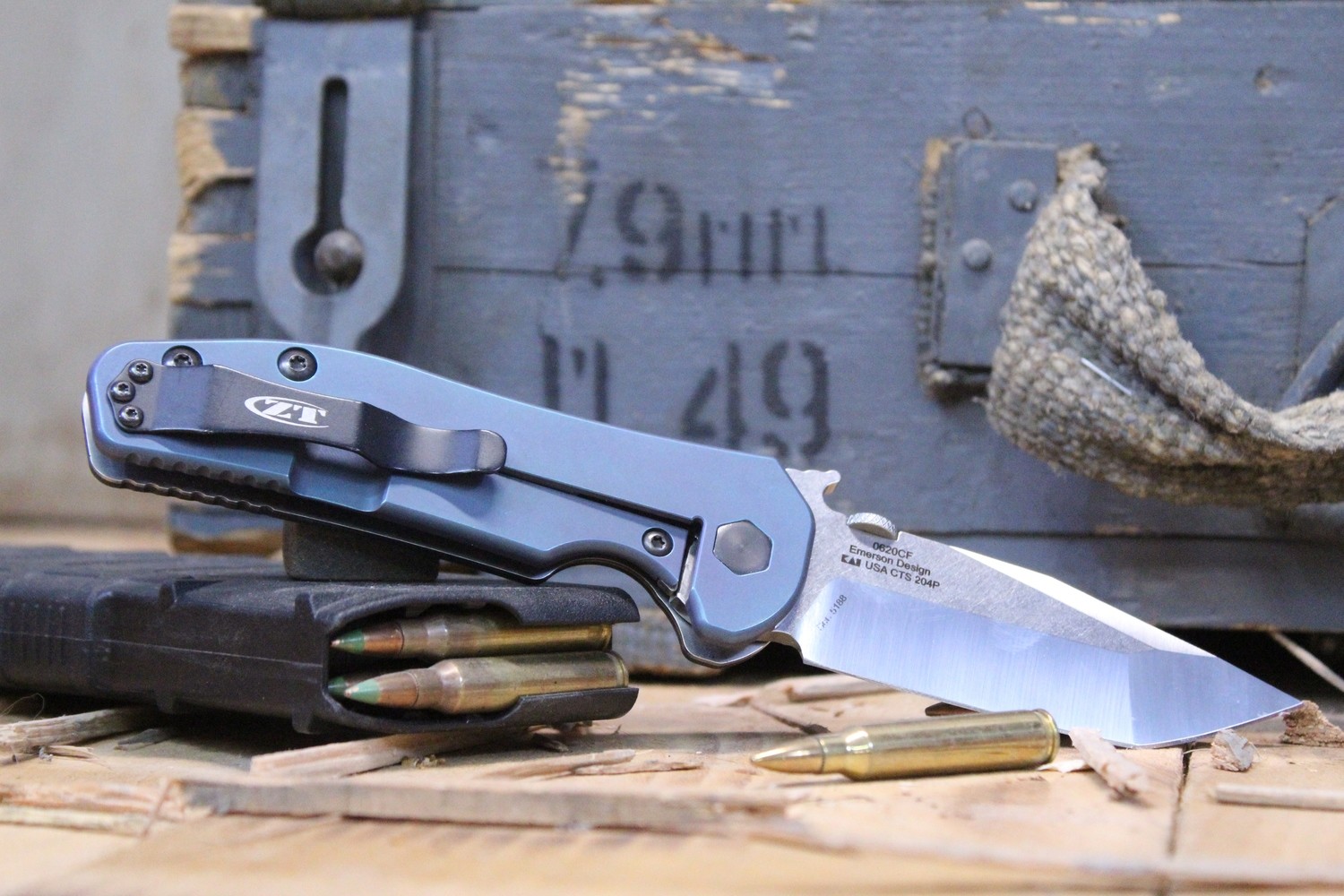 Zero Tolerance 0620CF Emerson 3.6&quot; Tanto Knife / Carbon Fiber / Custom Anodized Titanium /  Satin