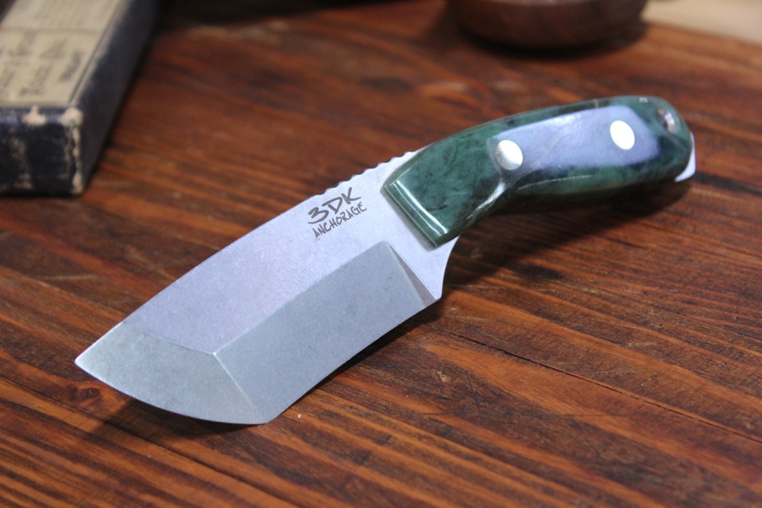 3DK Riot 3.7&quot; Fixed Tanto Point, K110 Blade / Alaskan Jade