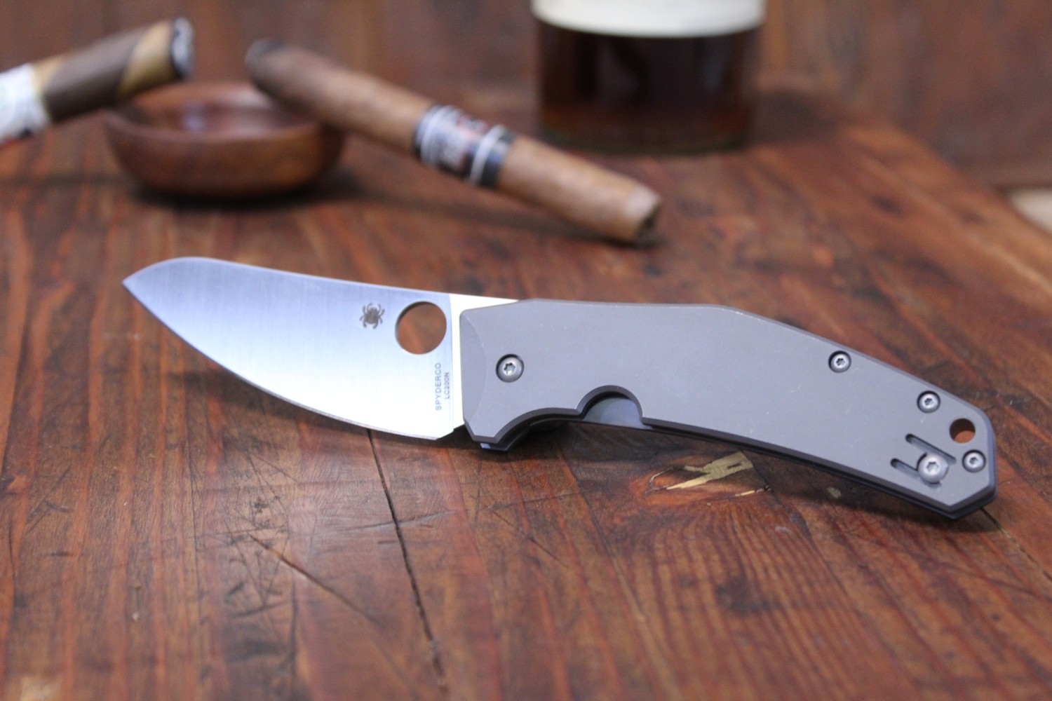 Spyderco SpydieChef 3.3&quot; Frame Lock Knife, Gray Ti / Satin LC200N