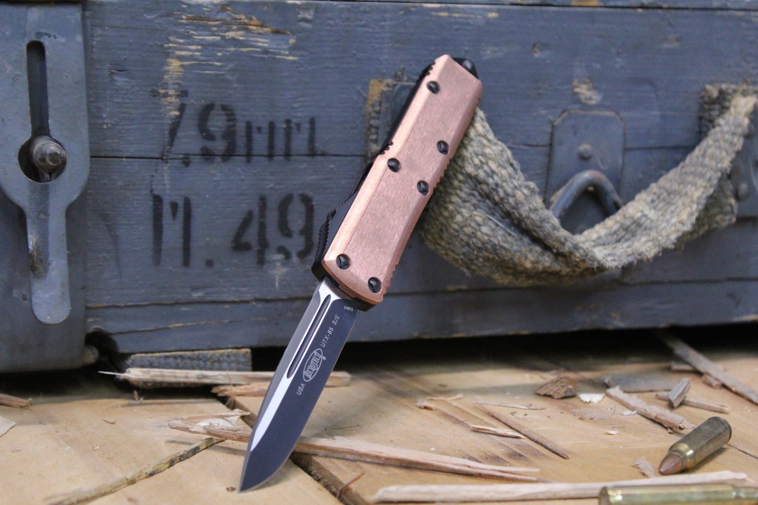 Microtech UTX-85 S/E 3.125&quot; OTF Automatic Knife, Coppertop