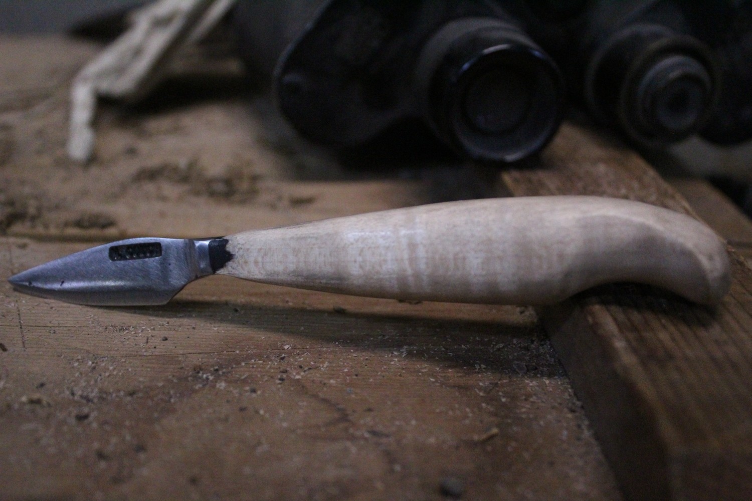 Mark Couch Hand Forged 2&quot; Detail Knife, Maple / Satin 52100