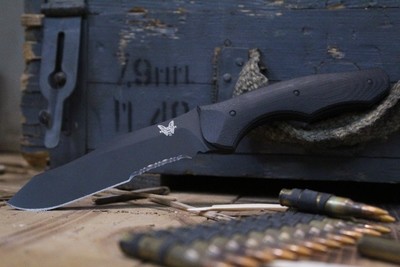 Benchmade Contego 4.97" Fixed Blade Knife / Black Serrated / Black G10 (Prototype)
