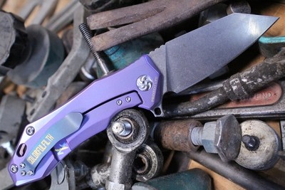 Kizer ColorfulFilth Edition Uprising 3.6" Wharncliffe Frame Lock Knife, Artwork Anodized Titanium / Satin