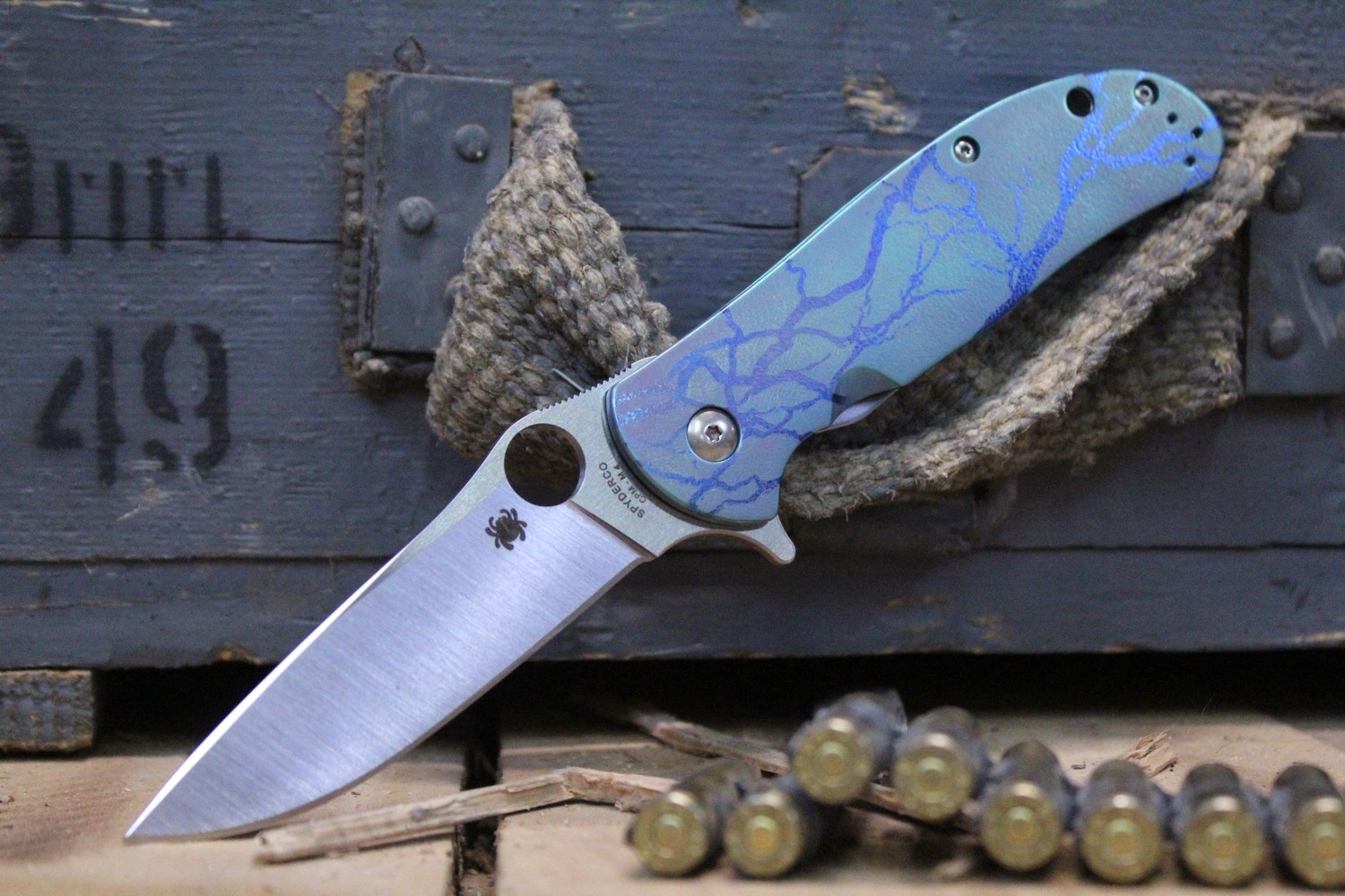Spyderco Advocate 3.5&quot; Frame Lock Knife / Custom Anodized Titanium / Satin ( Pre Owned )