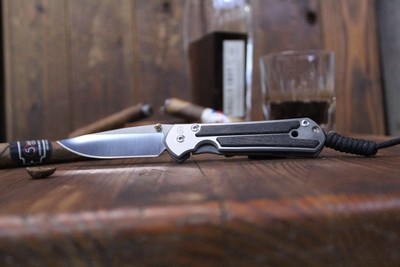 Chris Reeve Small Sebenza 21 2.94" Folding Knife, Titanium with Bog Oak Wood Inlays / Polished S35VN 