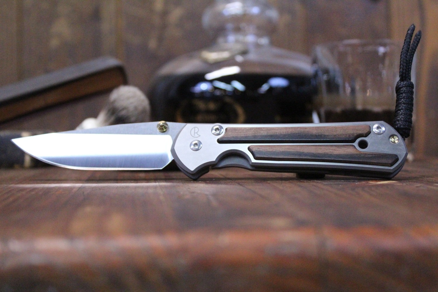 Chris Reeve Large Sebenza 21 3.625&quot; Folding Knife, Titanium with Macassar Ebony Wood Inlays / Polished S35VN 