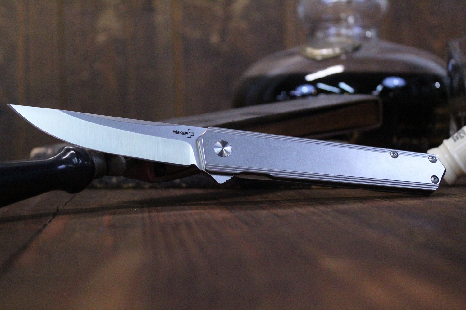 Boker Plus Kwaiken 3.5&quot;  Flipper Frame Lock Knife, Stainless Steel / Satin D2 ( Discontinued )