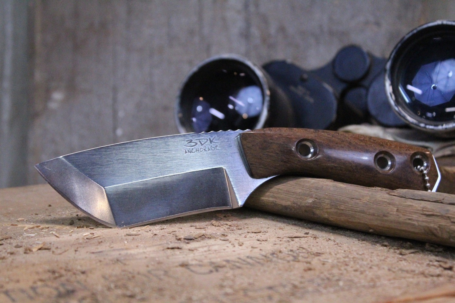 3DK Riot 3.7&quot; Fixed Tanto Point, K110 Blade / Koa Wood