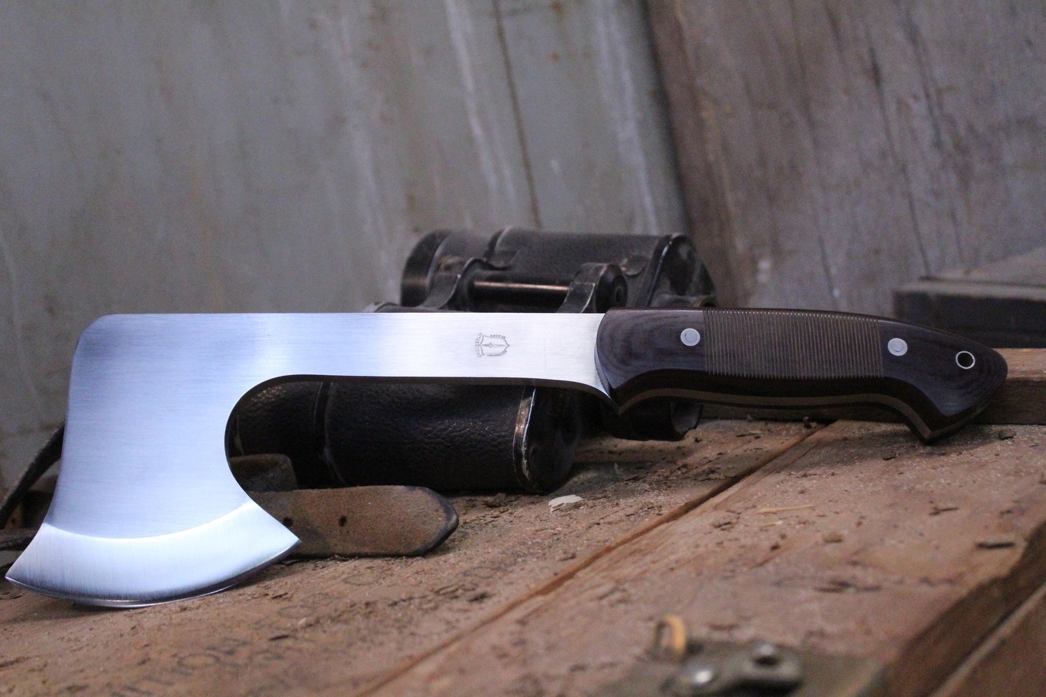 John Chamberlin 12&quot; Hatchet, Brown &amp; Red Micarta / High Carbon Steel
