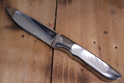 Don DeZarn 4" Drop Point Hunter, Nickel Silver With Mother Of Pearl Inlay / Polished S30V