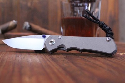 Chris Reeve Knives Small Inkosi 2.75" Frame Lock Knife, Titanium / Stonewash S35VN