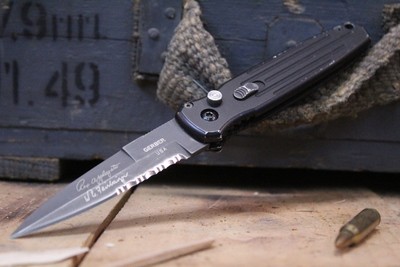 Gerber Covert 3.8&quot; Automatic Knife, Black Aluminum / S30V Black Serrated ( Pre Owned )