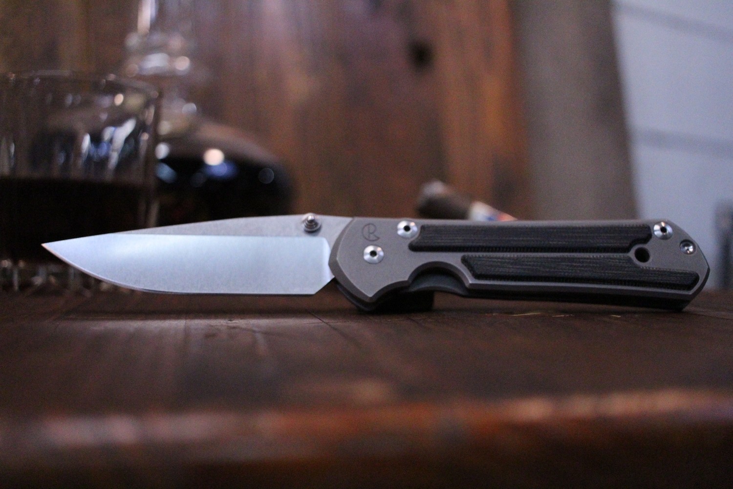 Chris Reeve Large Sebenza 21 3.625&quot; Folding Knife, Titanium Handles With Micarta Inlays / Stonewashed S35VN  ( Pre Owned )