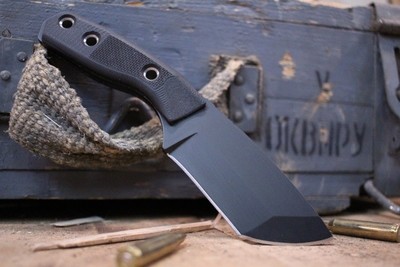 3DK Riot 3.7" Fixed Tanto Point, Black Cerakote Elmax Blade / Black G10 handle