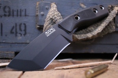 3DK Riot 3.7" Fixed Tanto Point, Black Cerakote Elmax Blade / Black G10 handle