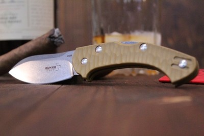 Boker Plus Anso Zero 2.64" Folding Knife, Coyote FRN / N690 Stonewash Blade ( Pre Owned )