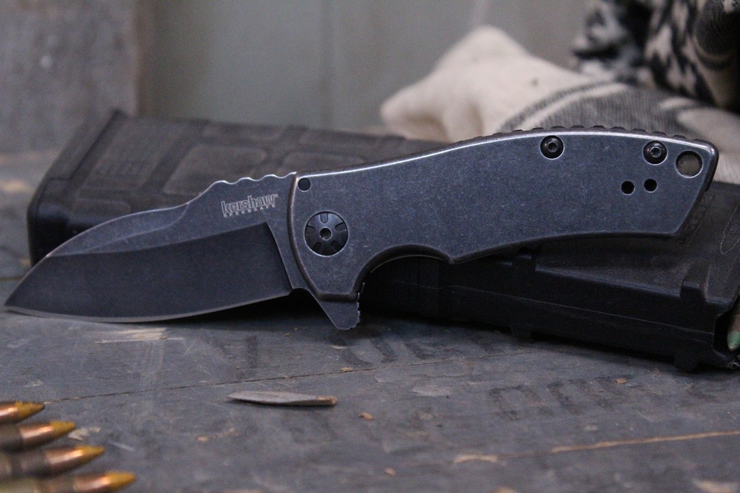 Kershaw Spline 2.8&quot; Assisted Opening Flipper Knife, Blackwash ( Pre Owned )