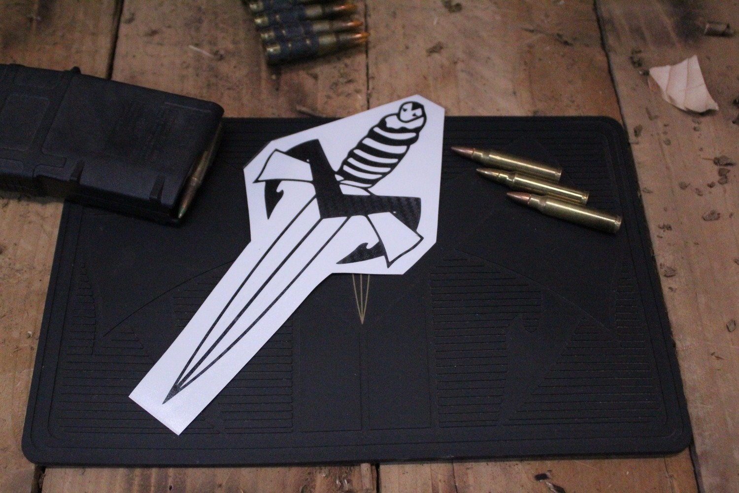 Microtech Black Carbon Fiber Dagger Decal - 8&quot; Tall