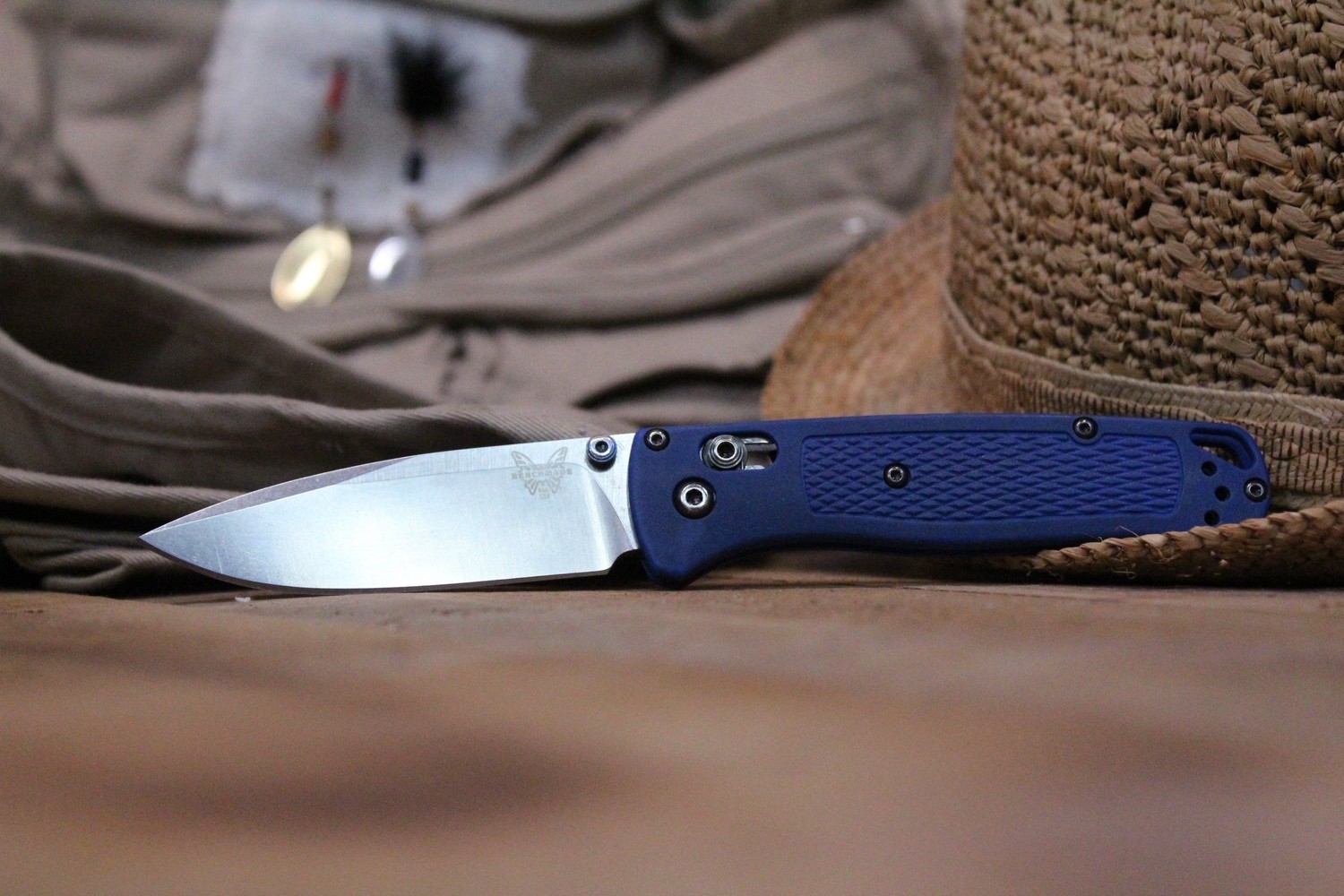 Benchmade Bugout 3.24&quot; AXIS Lock Knife / Blue Grivory / Satin / S30V (Pre-Owned)